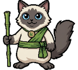 Bambooheart, a Ragdoll cat in a green sash