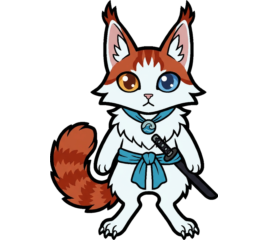 Rippleclaw, a Turkish Van cat in a blue sash