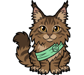 Galemane, a Maine Coon cat in a green sash